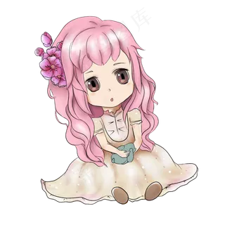 折梅花带头发上的女孩