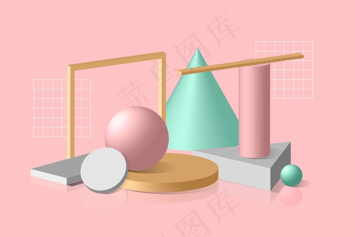 三维形状背景eps,ai矢量模版下载
