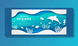 纸制世界海洋日横幅banner