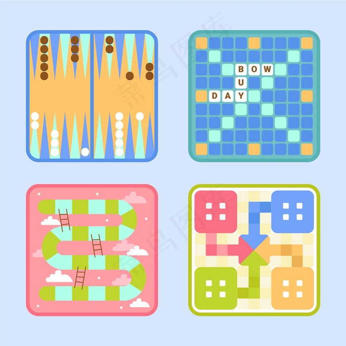 棋盘游戏插图包eps,ai矢量模版下载