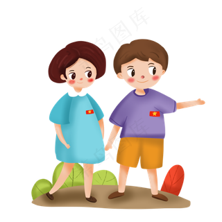 卡通国庆节旅游人物