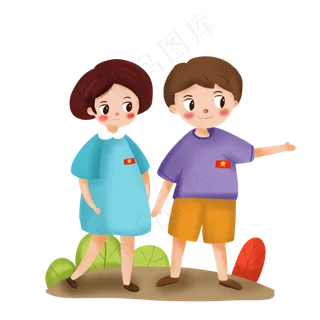 卡通国庆节旅游人物