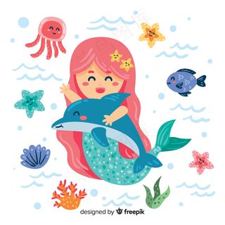 手绘美人鱼背景