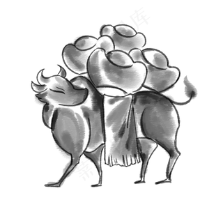 2021水墨牛恭喜发财