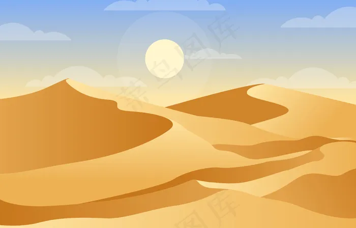 美丽的辽阔荒山阿拉伯地平线景观插画eps,ai矢量模版下载