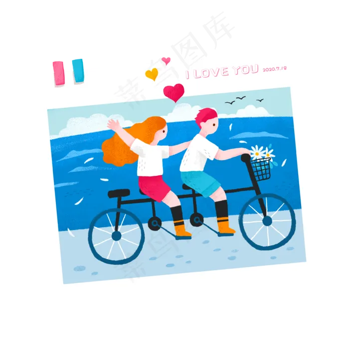 情侣海边骑自行车照片(3543X3543(DPI:300))psd模版下载