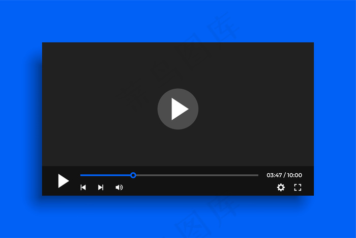 干净的视频播放器模板与简单的按钮eps,ai矢量模版下载