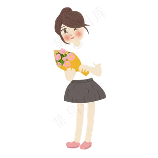 教师节送老师花束的小女孩