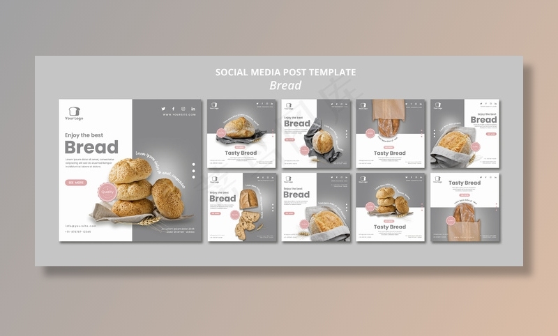 面包概念社交媒体帖子模板psd模版下载