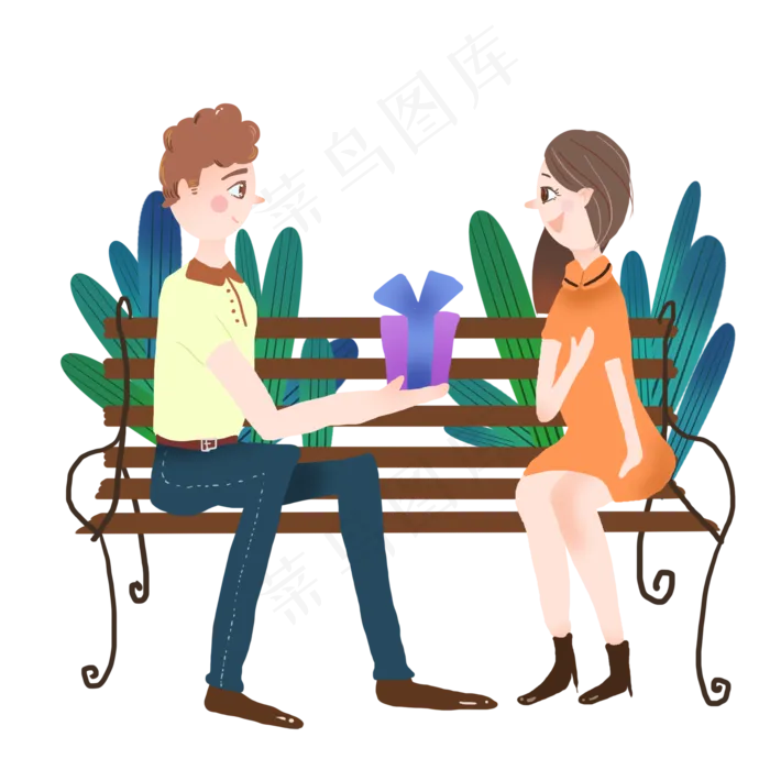 七夕情人节男女约会设计元素(2000X2000(DPI:150))psd模版下载