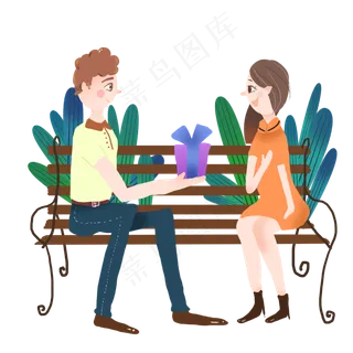 七夕情人节男女约会设计元素