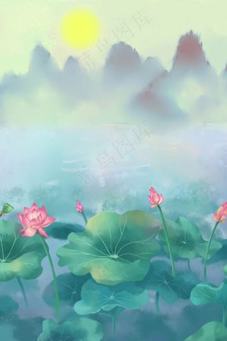 八月十五中秋节荷塘月夜荷花池山水风景中秋