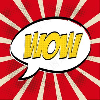 红色背景矢量插图上的波普艺术设计