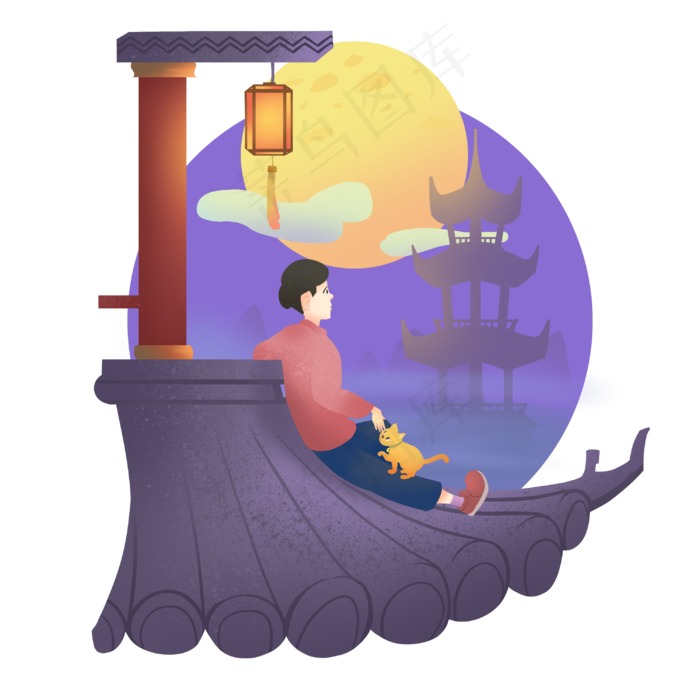 中秋赏月人物(3000X3000)