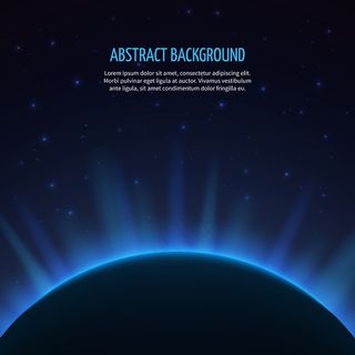 地球和太阳升起的抽象空间背景。银河与地球，日出天文学，矢量图解