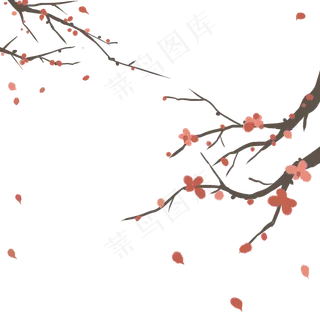 手绘冬天红色小梅花