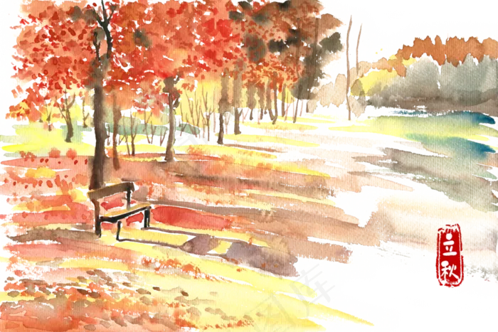 立秋公园的树林(5401X3600(DPI:300))psd模版下载