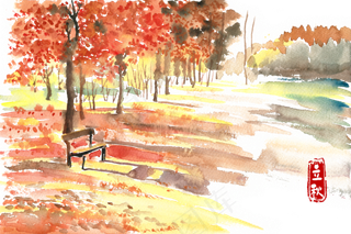 立秋公园的树林