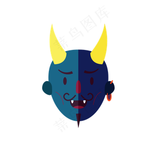 中元节卡通鬼怪面具矢量图