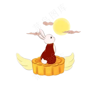 中秋节欢乐兔子节日场景元素