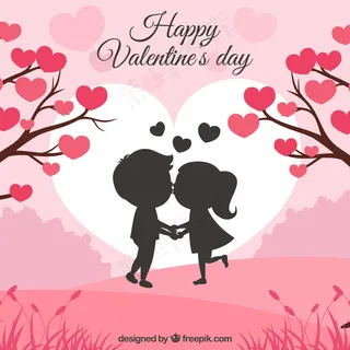 情人节背景与情侣接吻