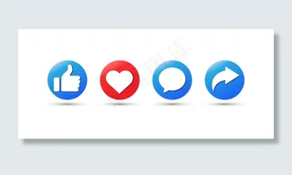 拇指向上，心脏图标。如，转发，评论转发图标。