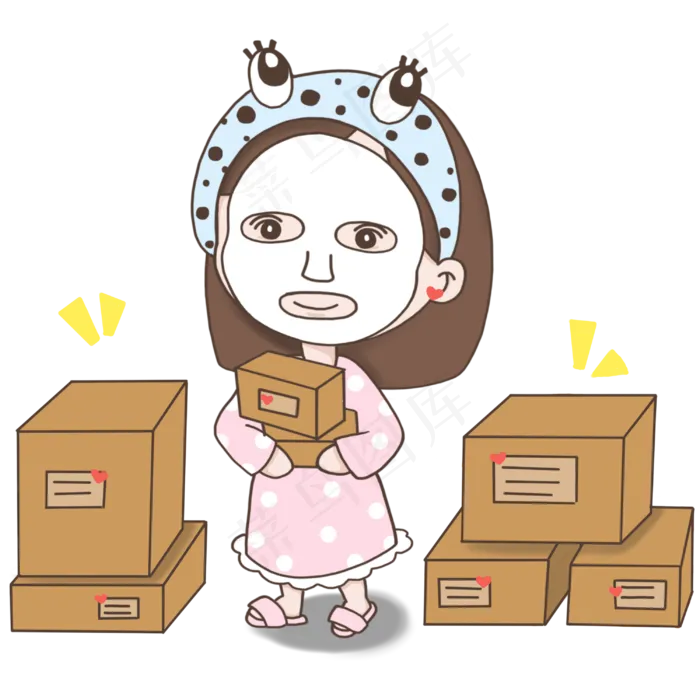 双十一贴着面膜的小女孩儿收到满(3000X3000(DPI:300))psd模版下载