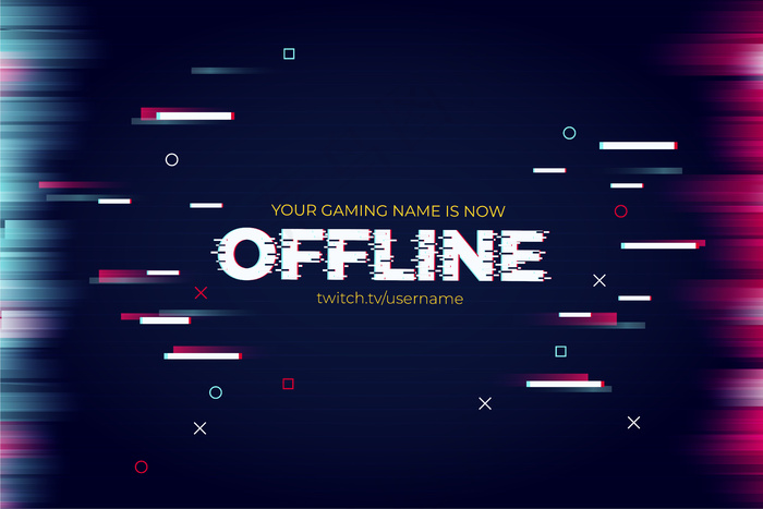 带有故障文本效果模板的现代twitch横幅banner