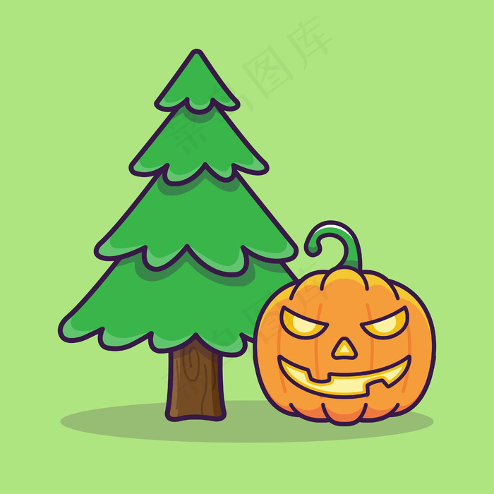 松树旁的南瓜怪兽
