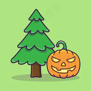 松树旁的南瓜怪兽