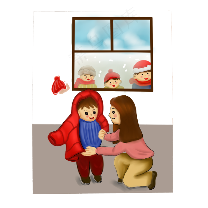 过年新年温馨穿衣春节PNG腊月(3000X3000(DPI:300))psd模版下载