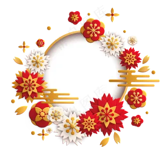 新年立体纹理金色梅花吉祥边框