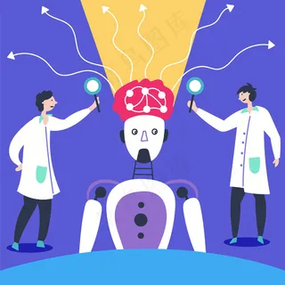 科学家研究大脑机器人人工神经元工作