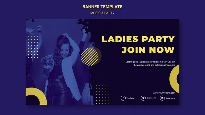 音乐和派对概念横幅banner模板psd模版下载