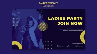 音乐和派对概念横幅banner模板