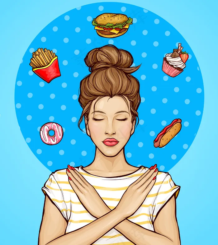 拒绝吃快餐和糖果的女人eps,ai矢量模版下载