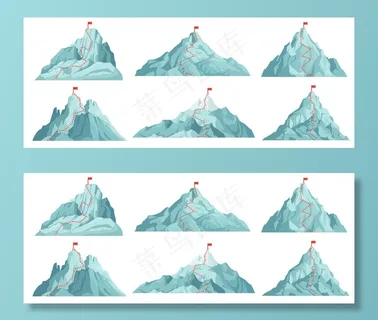 一套通往山顶的路线。顶红旗登山