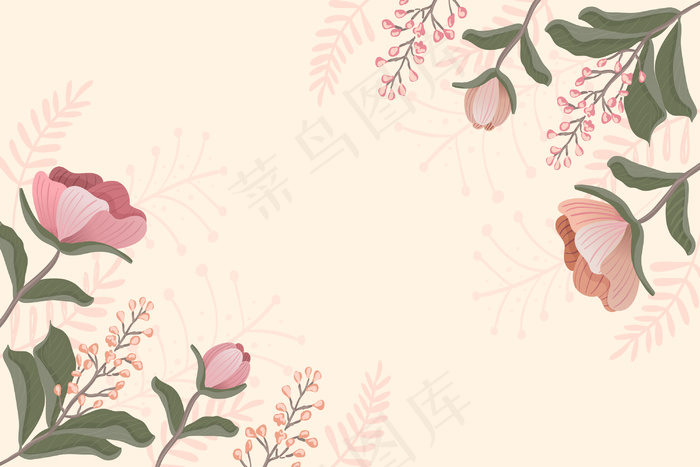 2d复古花卉背景eps,ai矢量模版下载