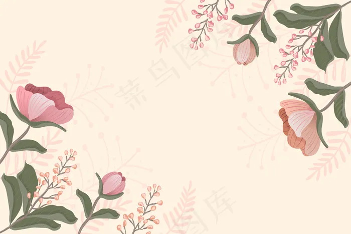 2d复古花卉背景eps,ai矢量模版下载