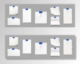 带蓝色活页夹的白纸