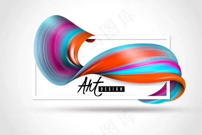 明亮的画笔笔刷和白色长方形边框eps,ai矢量模版下载