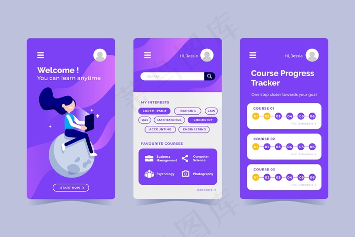 课程应用程序界面概念eps,ai矢量模版下载