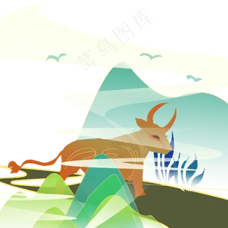 国潮风中式牛年