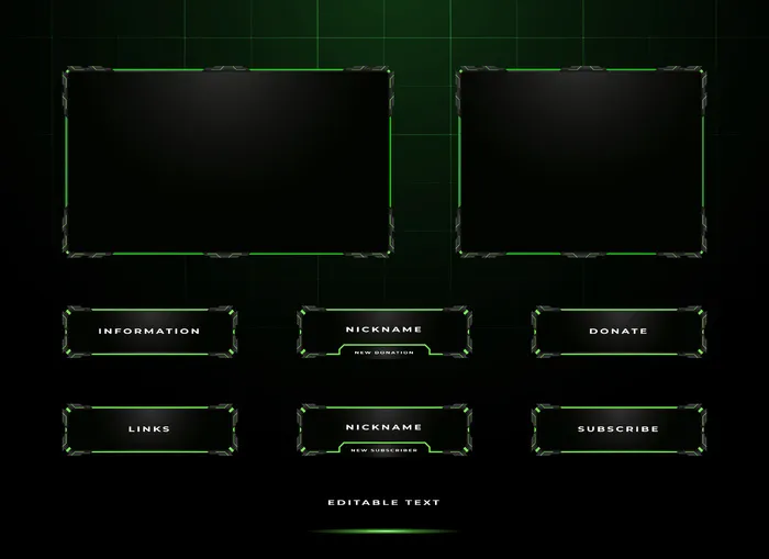 Twitch拖缆面板覆盖套件eps,ai矢量模版下载