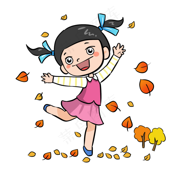 秋分秋季卡通可爱女孩人物插画