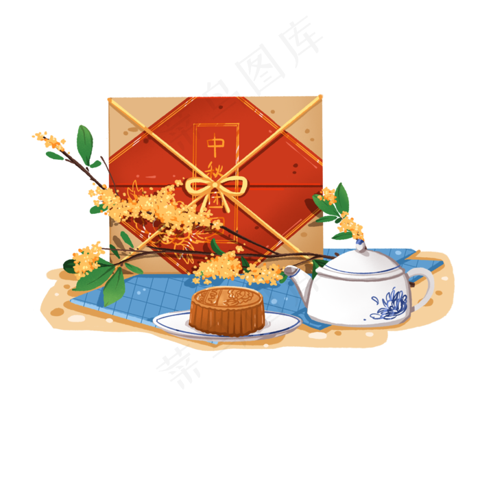 中秋传统月饼礼盒茶点(2000X2000(DPI:300))psd模版下载