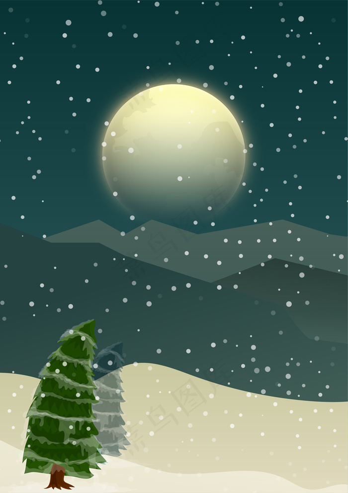 创意小清新冬天雪景平面素材