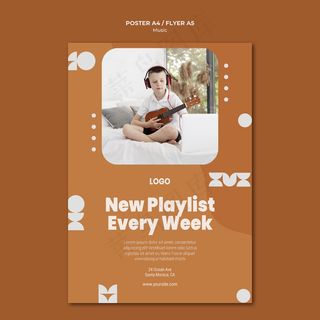 新的播放列表每天男孩玩四弦琴海报