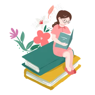 教师节快乐老师看书形象PNG