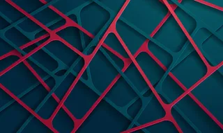 具有简单形状的抽象蓝色和红色剪纸背景